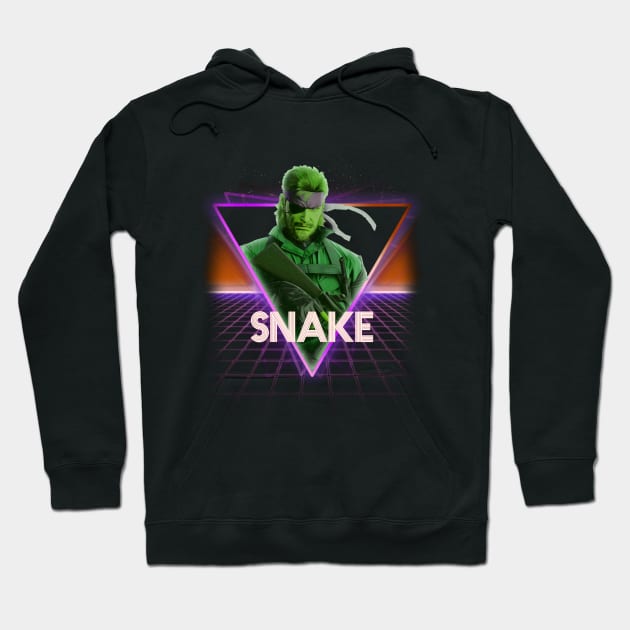 Metal Gear Solid Snake Retro 80s Neon Landscape Hoodie by Bevatron